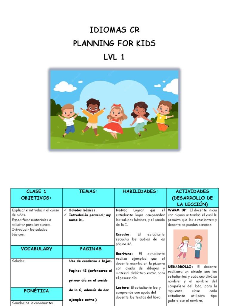 Kids LVL 1 Planning | PDF | Prueba (evaluación) | Cognición