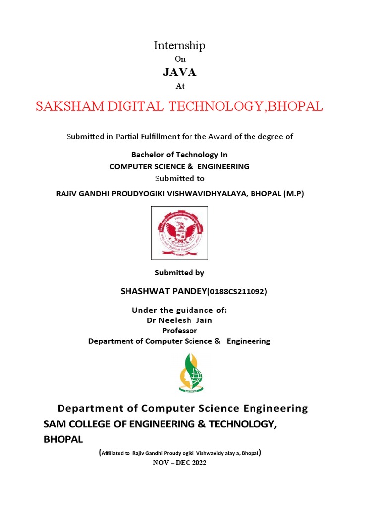 Internship Report SHAHBAZ | PDF | Java (Programming Language ...