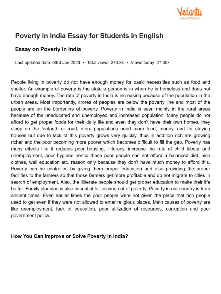 poverty in india essay class 12