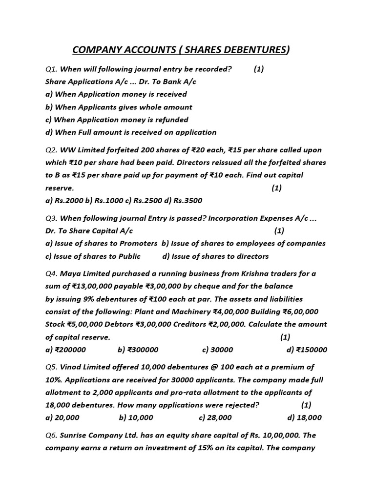 Company Accounts | PDF | Financial Capital | Stocks