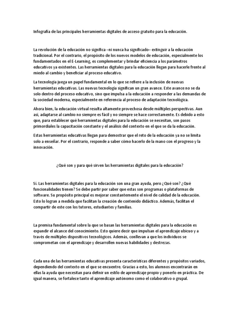 Herramientas Digitales para la Educación | PDF | Aprendizaje | Informática