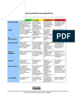 Rúbrica de Evaluación de Una Presentación de Diapositivas