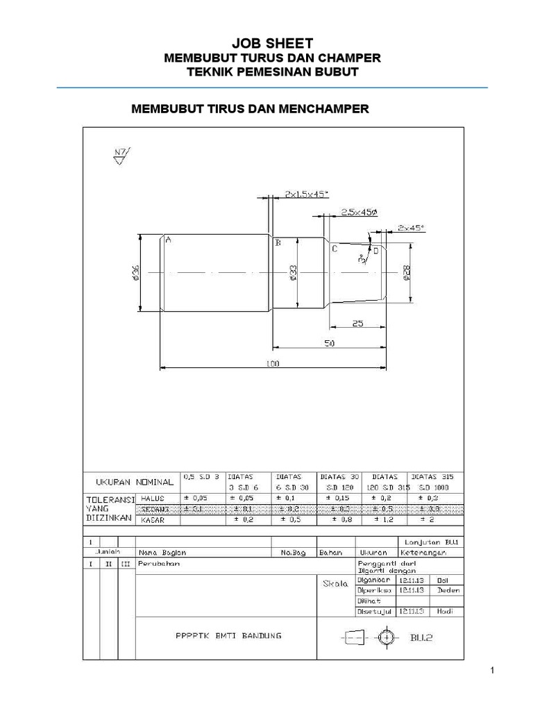 Job Sheet Pembubutan Tirus dan Champer | PDF