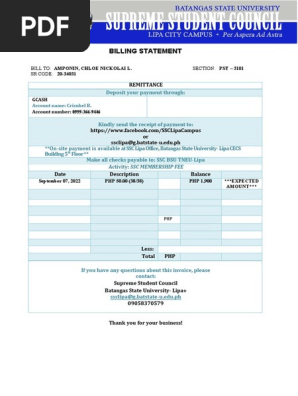 BILLING STATEMENT