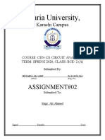 Bahria University CEN-121 Circuit Analysis Assignment