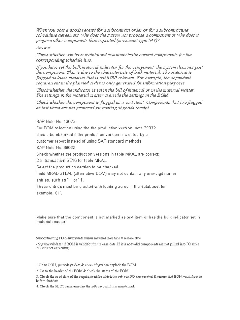 Understanding subcontracting order processing in sap pdf business