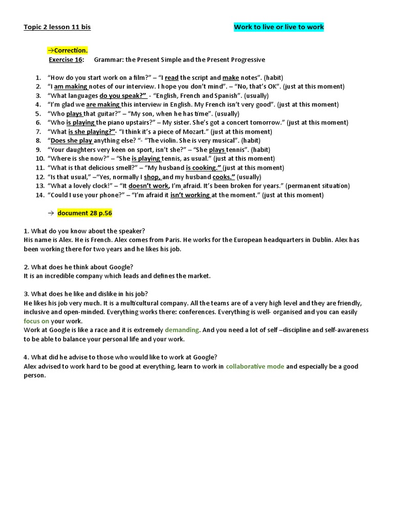 Topic 2 Lesson 11 Bis LV 1ere G | PDF | Cognition