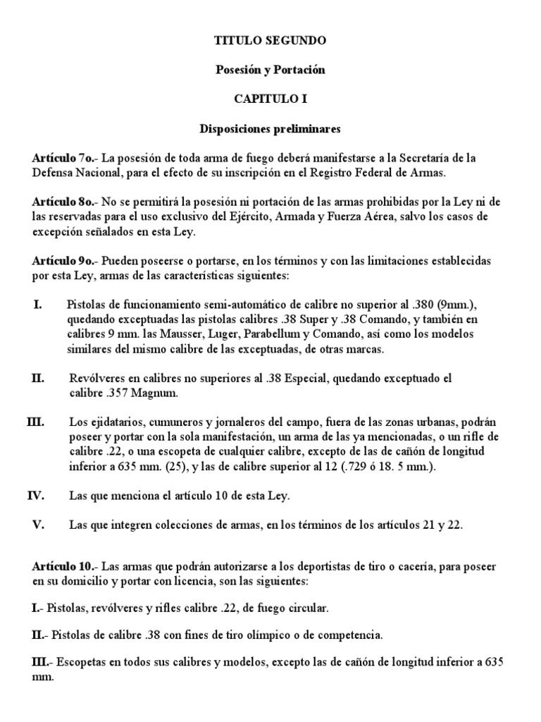 Ley Federal Armas de Fuego 2022 PDF Derecho a mantener y portar