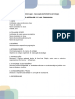 ANEXO III - Roteiro para Elaboração Do Relatório de Estágio O Relatório de Estágio É Individual