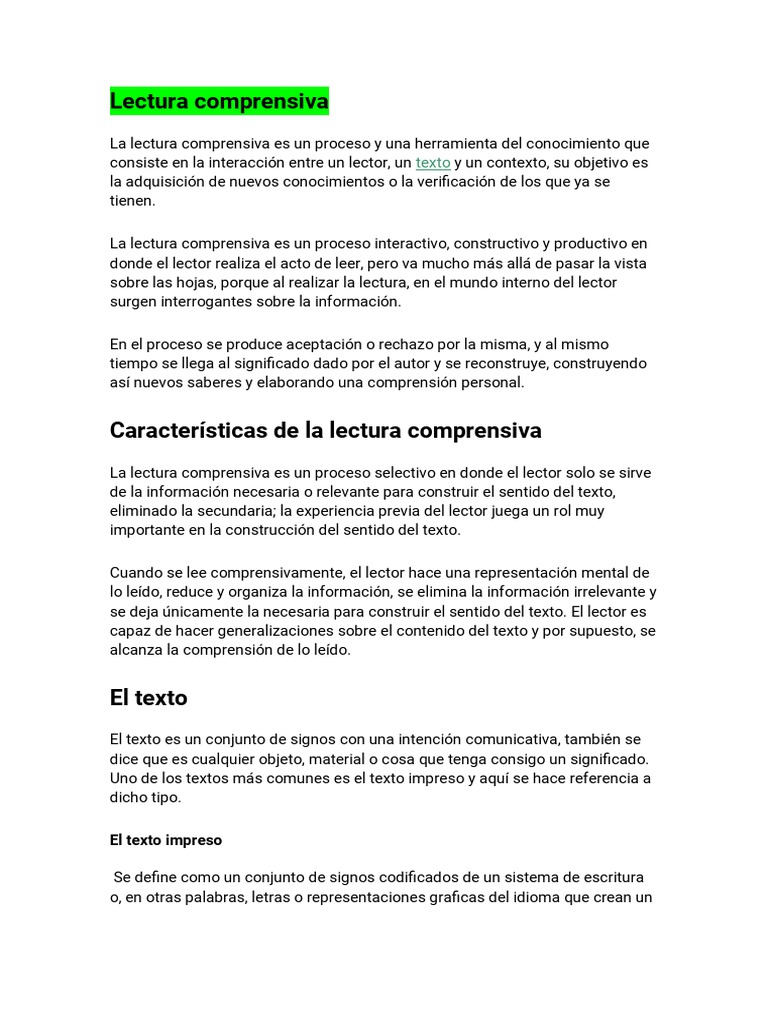 Guía de Lectura Comprensiva y Crítica | PDF | Comprensión lectora ...