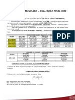 GO - 9º Ano - Comunicado de AVALIAÇÃO FINAL - 2022