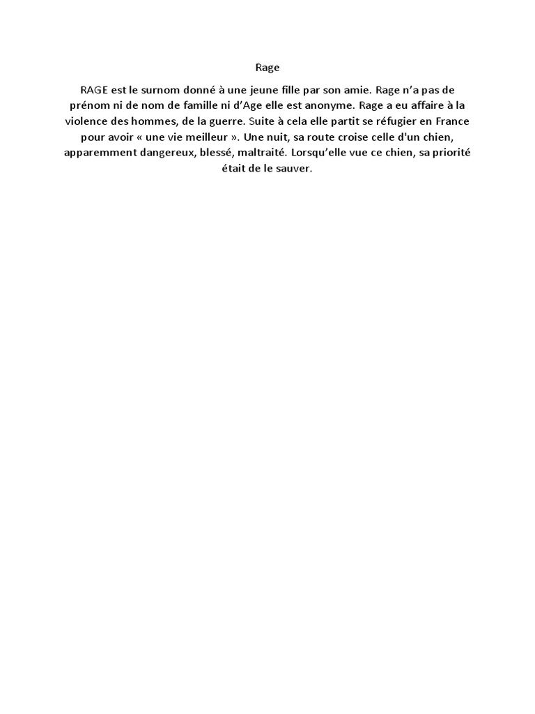 Rage : Sauver un chien blessé | PDF | Poésie