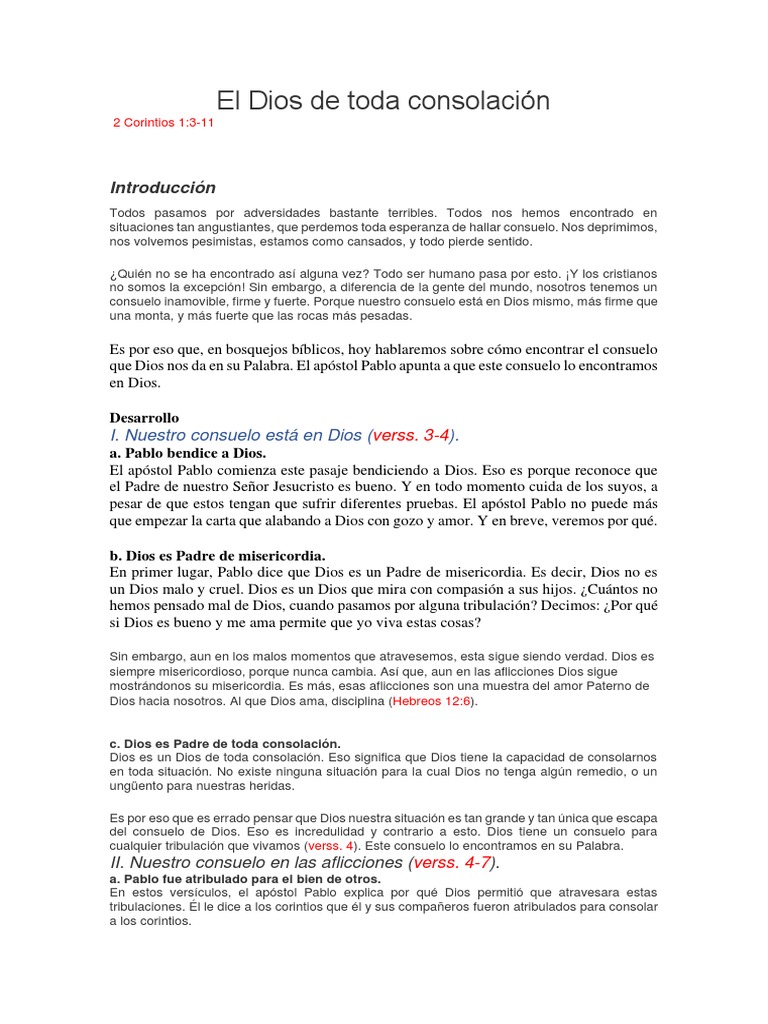 El consuelo de Dios en medio de la tribulación | PDF