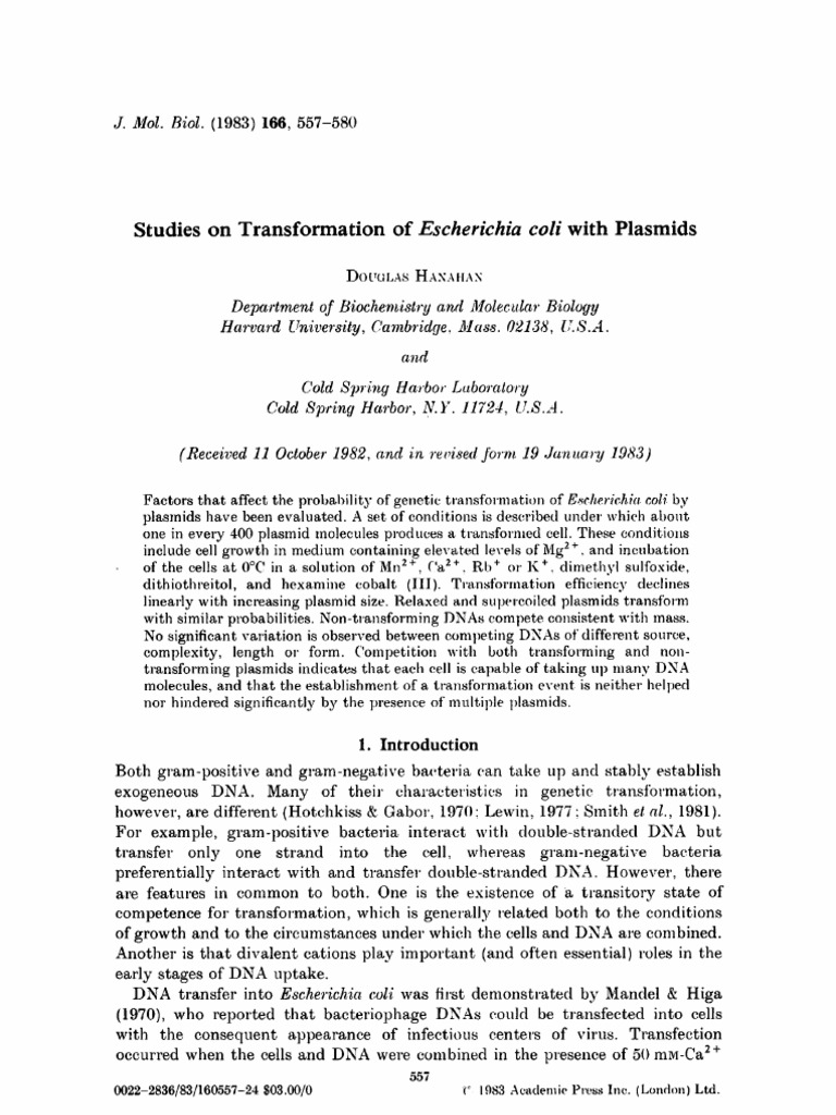 E. coli Plasmid Transformation Study | PDF | Transformation (Genetics ...