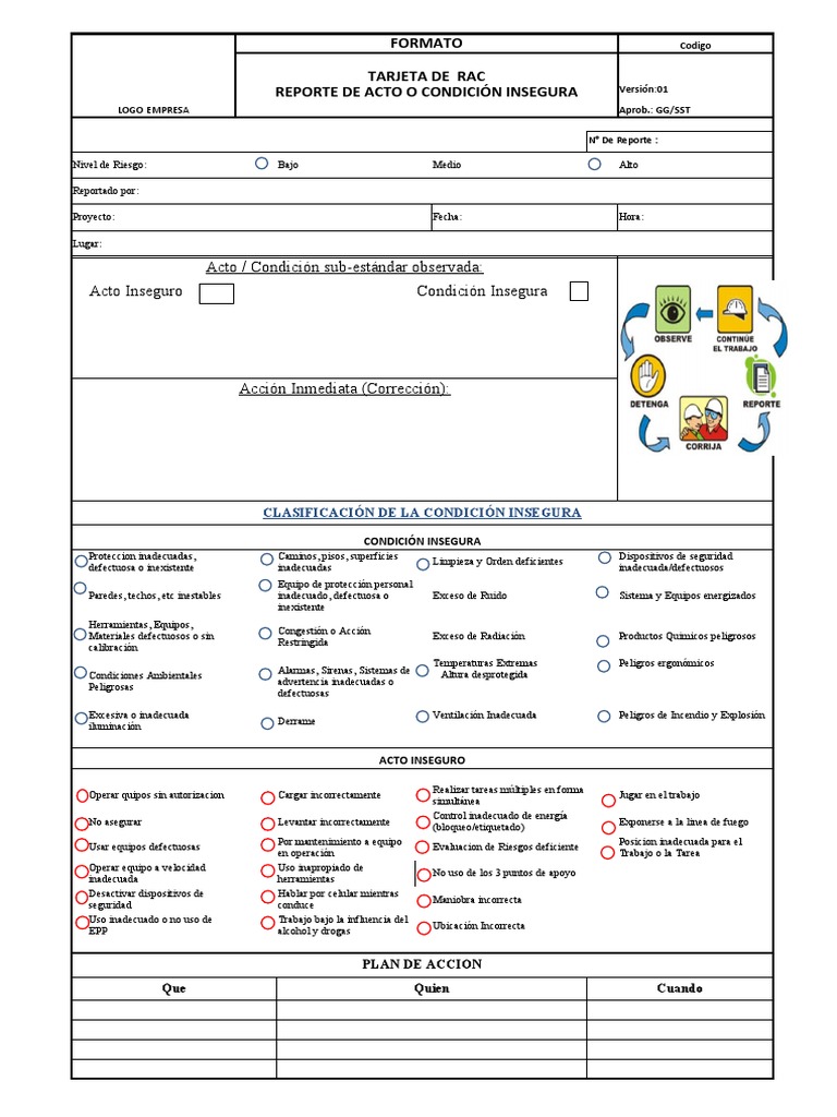 Tarjeta de Reporte RAC en Seguridad | PDF
