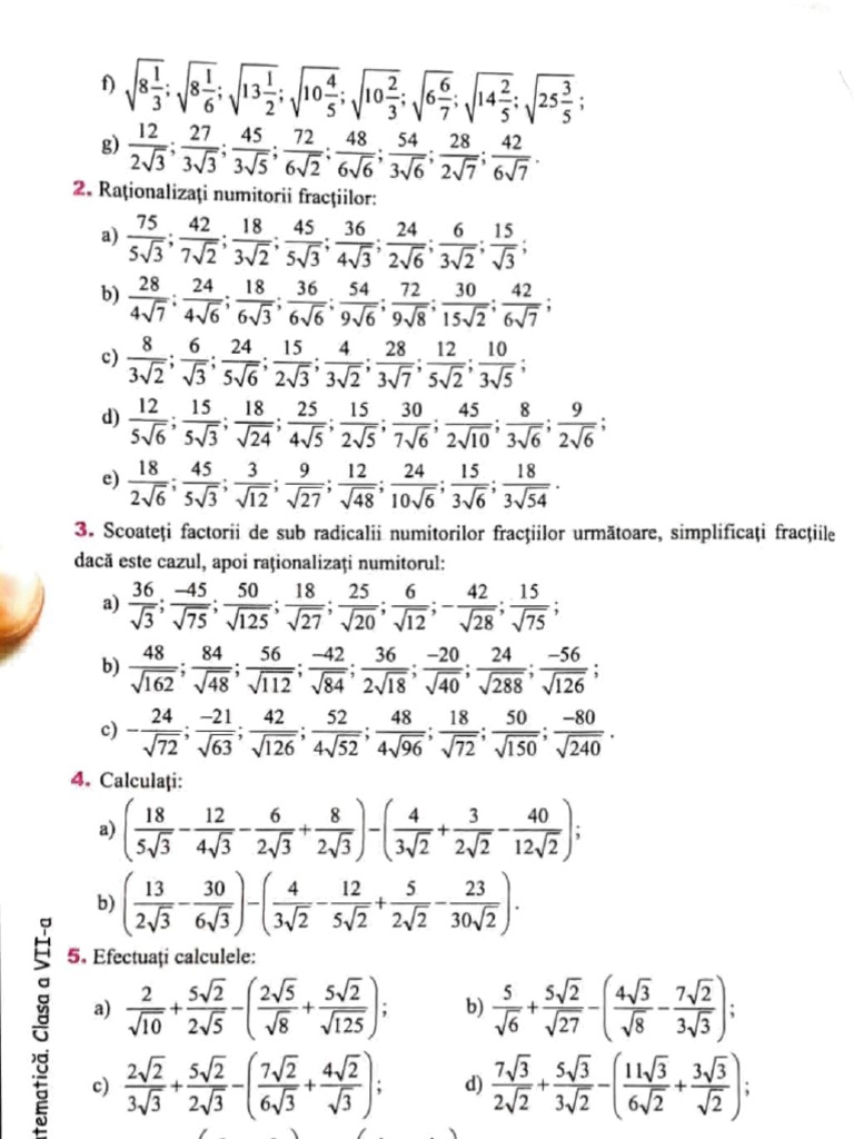 Clasa A7a Rationalizarea Numerelor | PDF