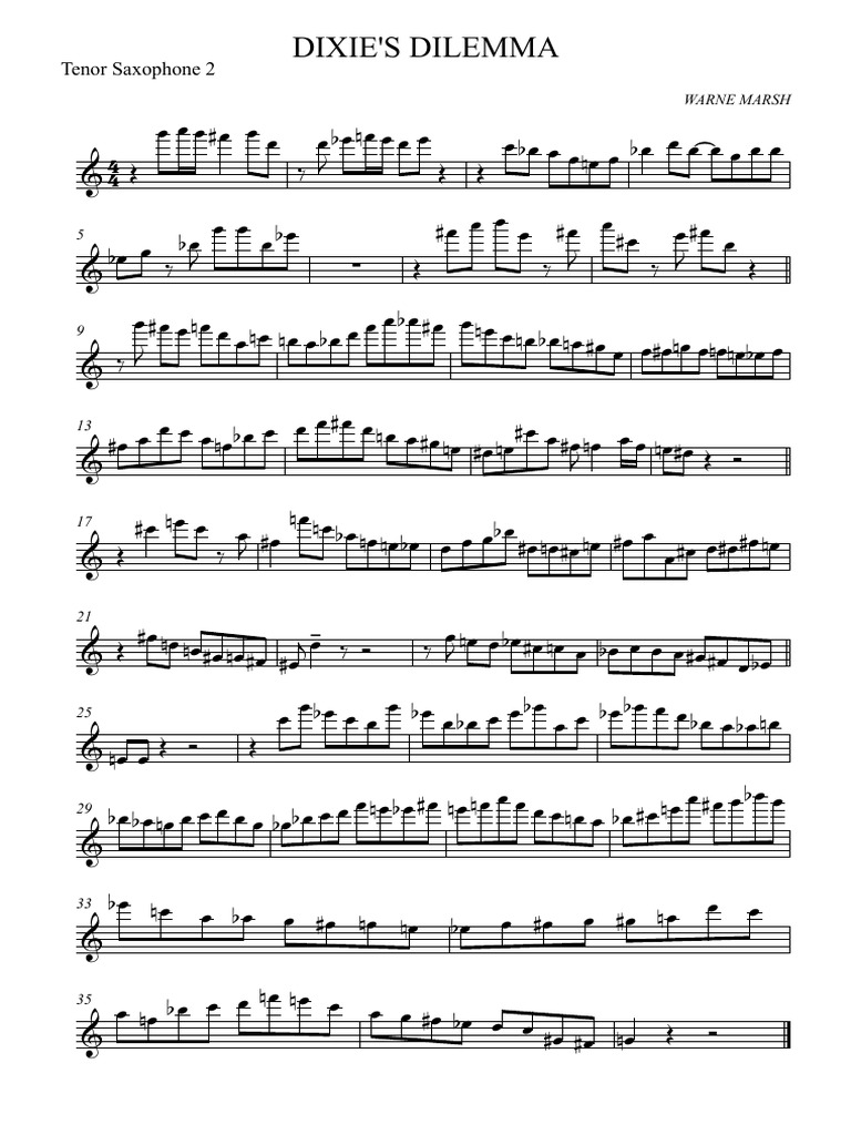 Dixie's Dilemma Tenor Saxophone 2 PDF