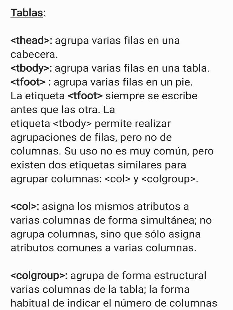 Tablas Resumen HTML PDF