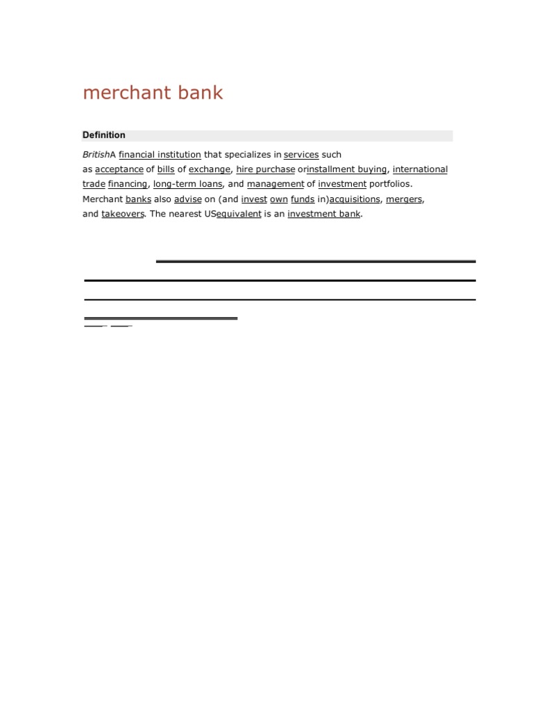 Merchant Bank | PDF