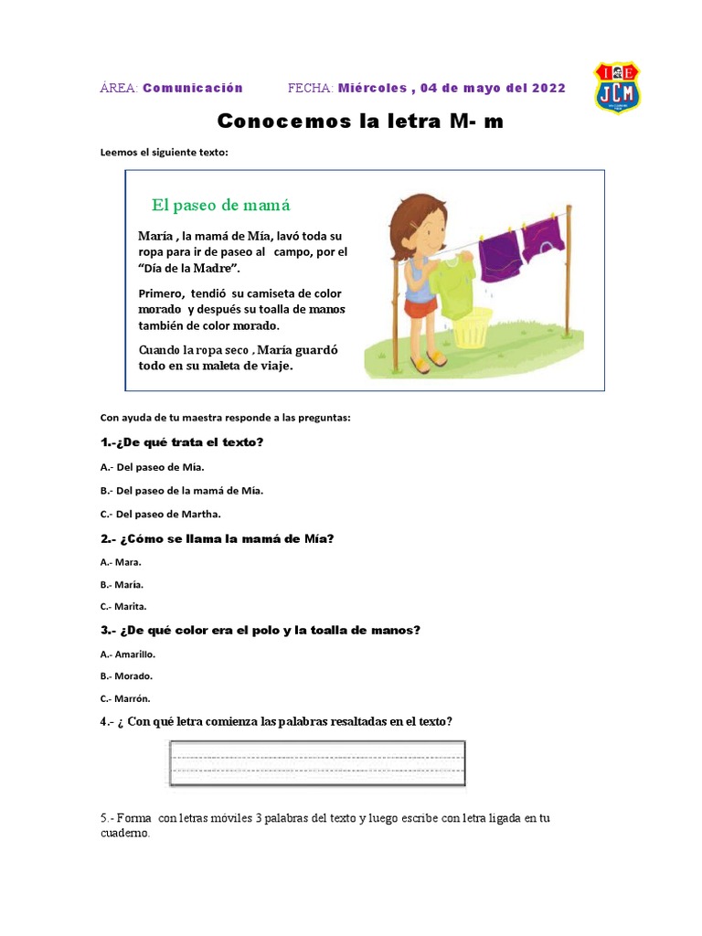 Ficha - Comun. Conocemos La Letra M - M | PDF | Estilo de vida