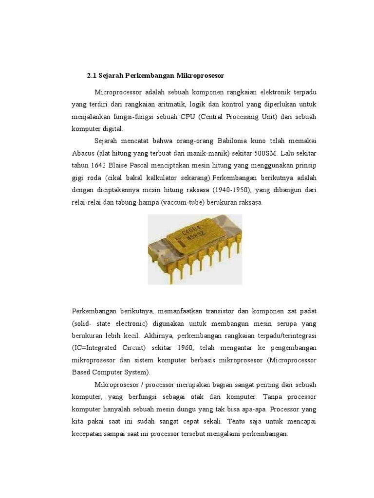 Sejarah dan Cara Kerja Mikroprosesor | PDF