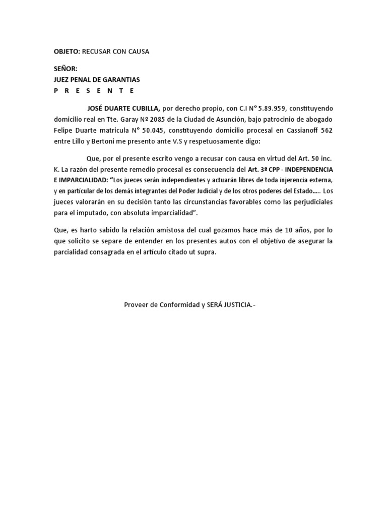 Recusar juez por amistad | PDF