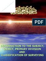 1st Slide of Surveying Introduction To The Subject Object Primary Division and Classification of Surveying