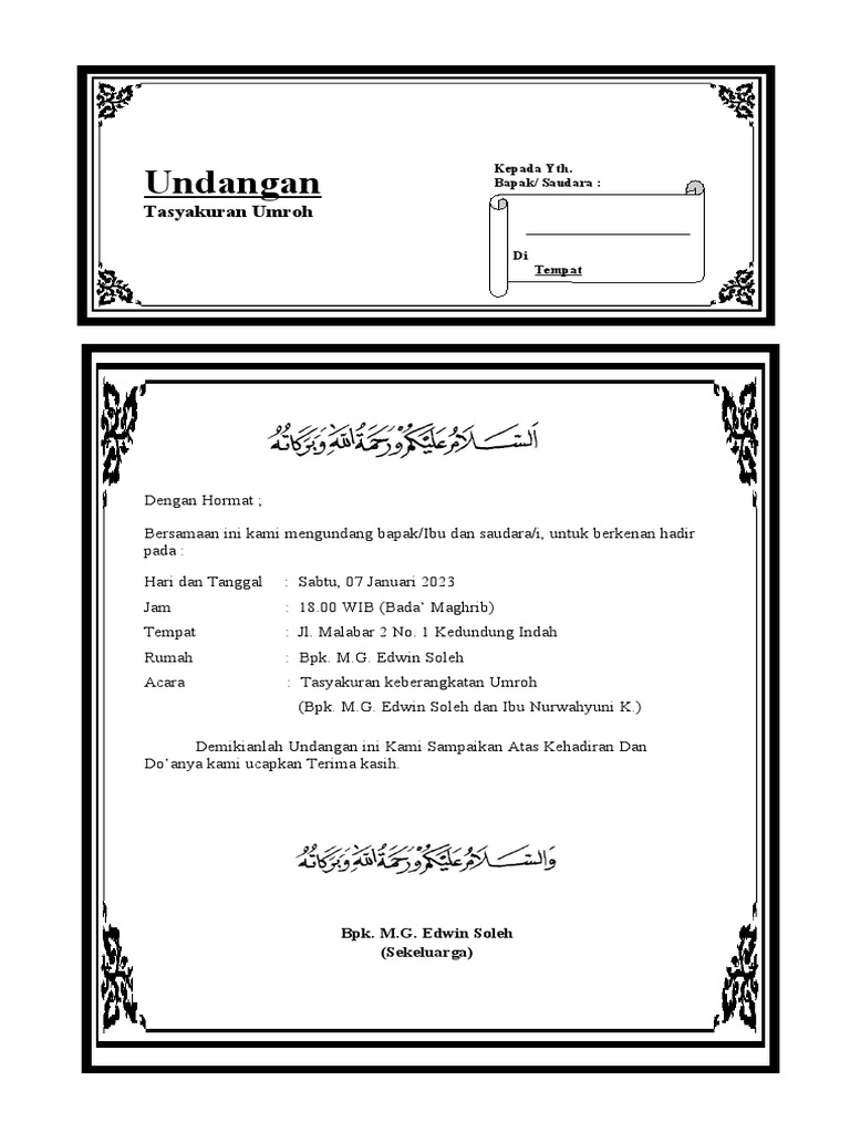 Undangan Tasyakuran Umroh PDF