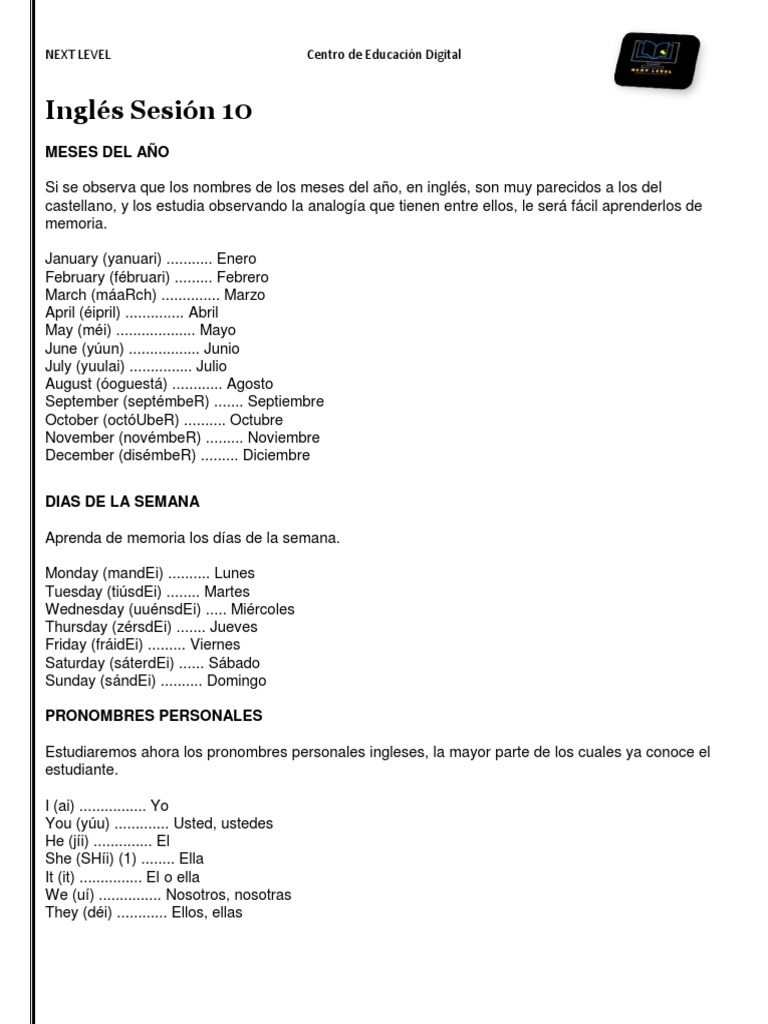 Ingles Sesión 10 Next Level | PDF | Verbo | Traducciones