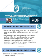 Methods of Financial Statement Evaluation With Respect To Business Profitability