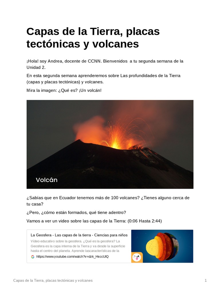 Capas de - La - Tierra - Placas - Tectónicas - y - Volcanes | PDF