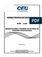 NTD 3.05 - Padrões de Entrada de Unidades Consumidoras (em revisão. Será substituida pela NTD 2.14)