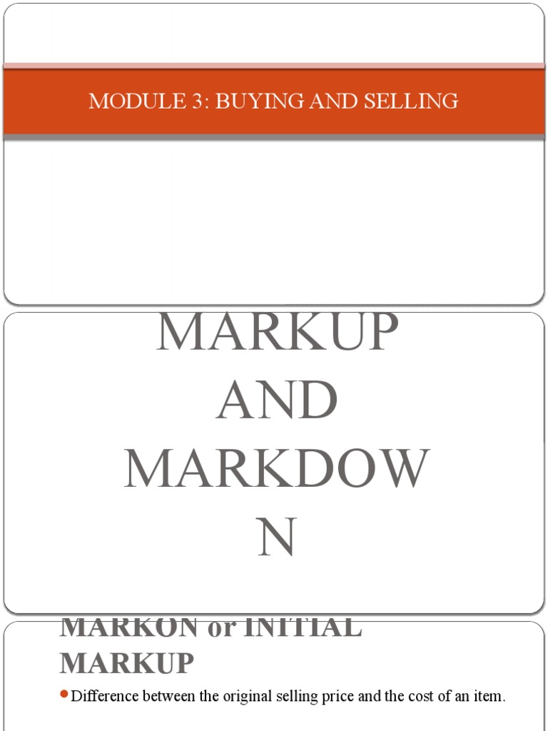 Markup and Markdown Strategies | PDF | Discounts And Allowances | List ...