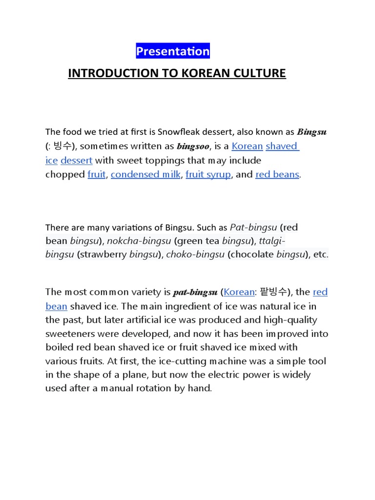 Presentation Korean Culture PDF Foods Cuisine