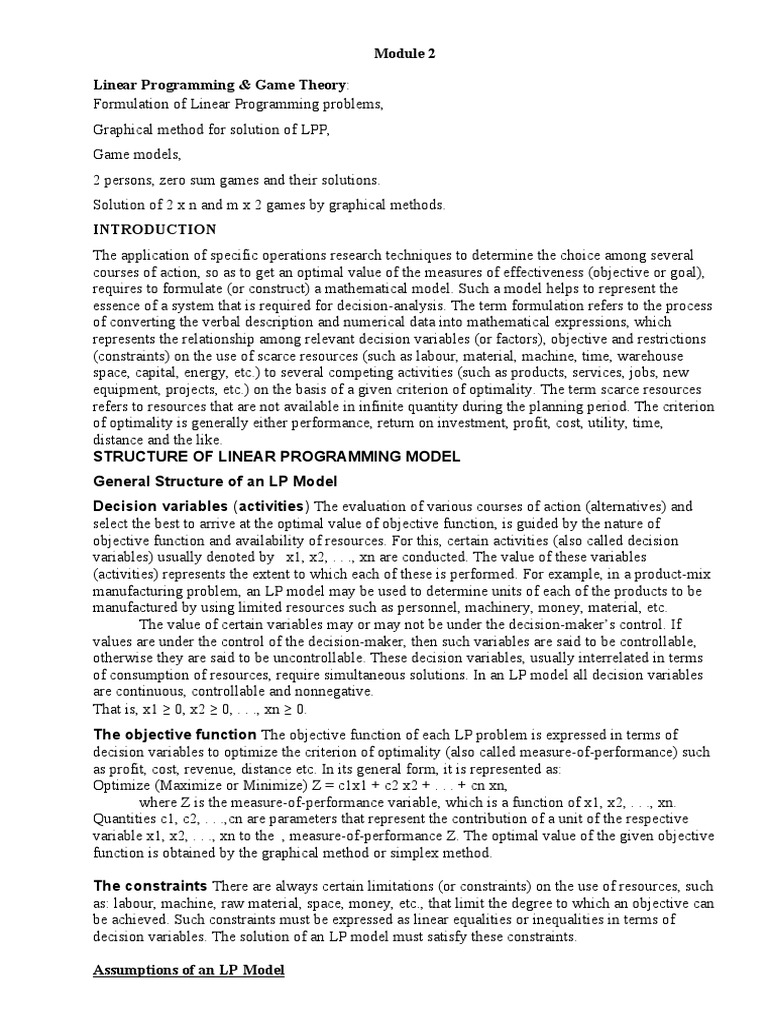 Profit Maximization in Linear Programming | PDF | Mathematical ...