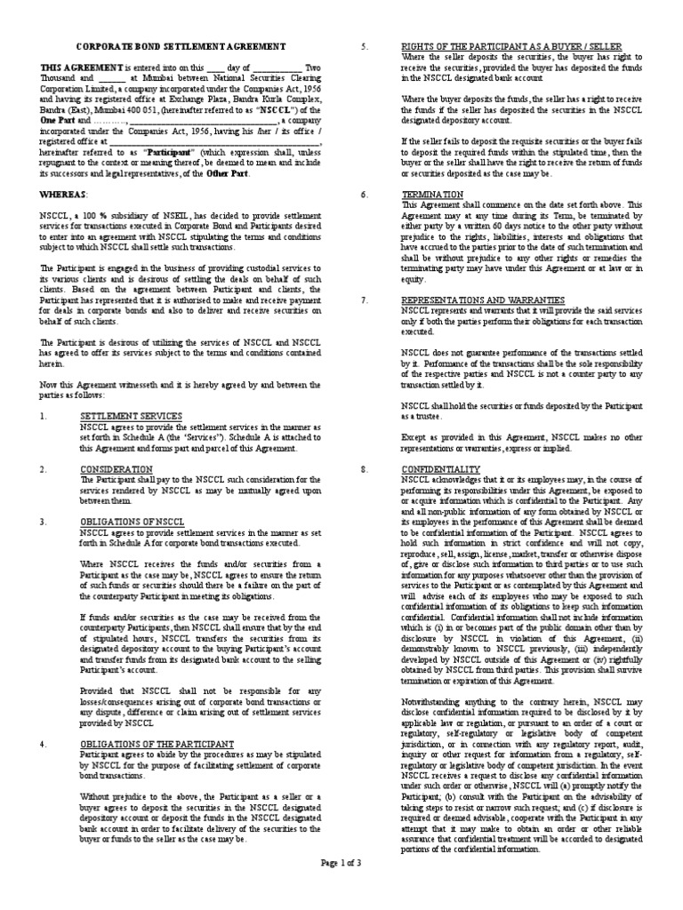 Corporate Bond Agreement Template PDF Securities (Finance