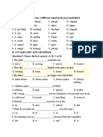 Phonetics, vocabulary, grammar and reading comprehension practice test