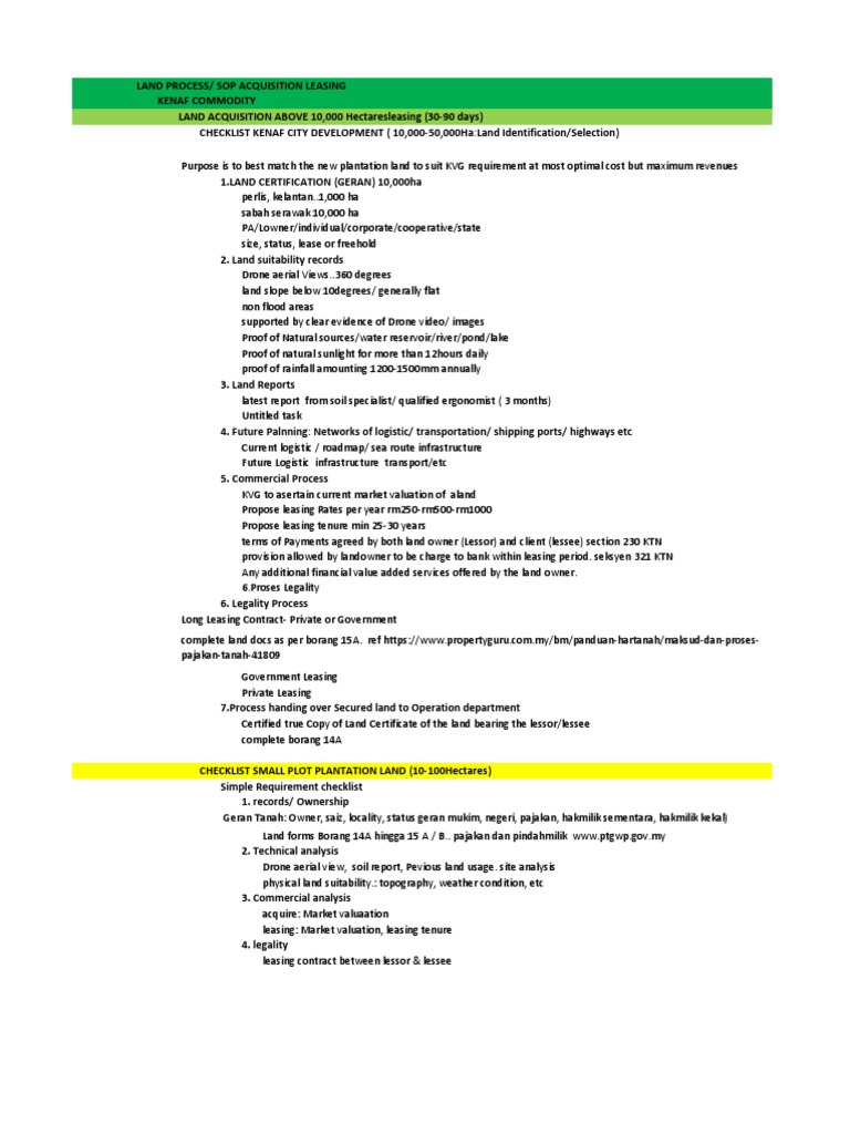Land Leasing Acquisition Process 1 | PDF | Lease | Valuation (Finance)