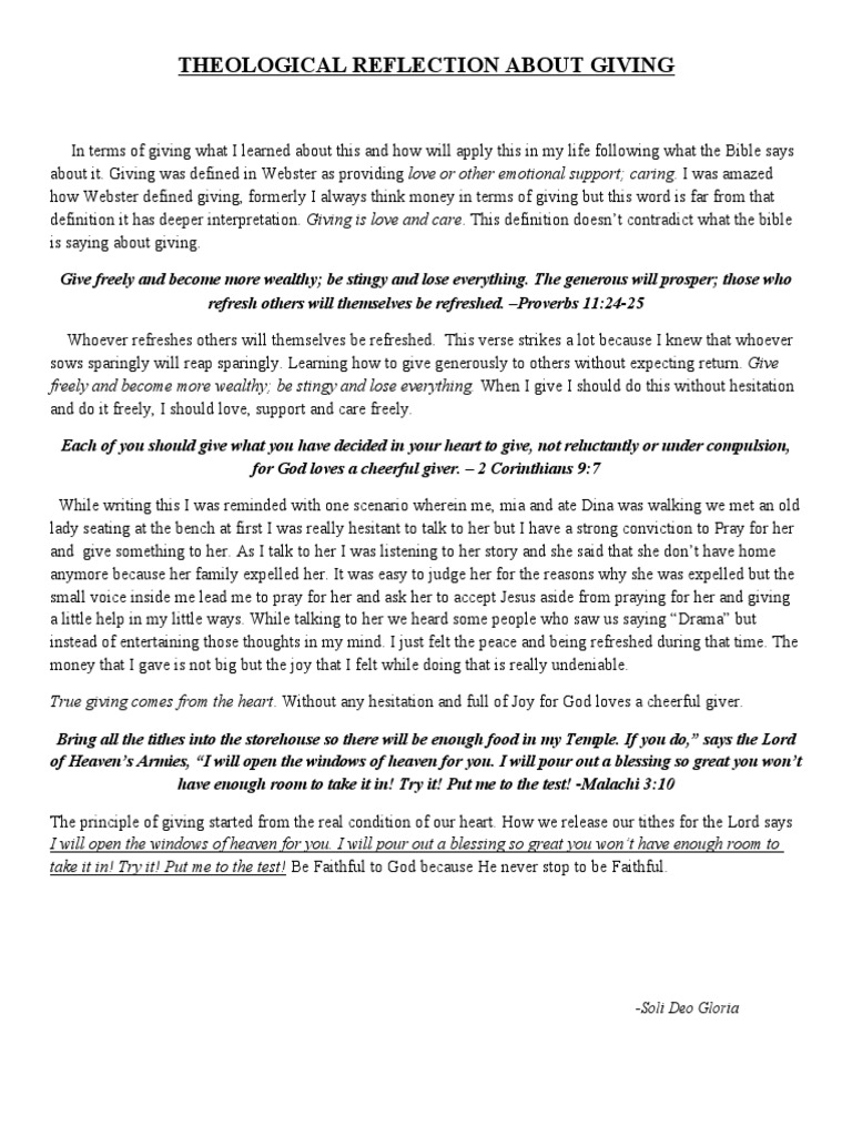 Theological Reflection About Giving | PDF