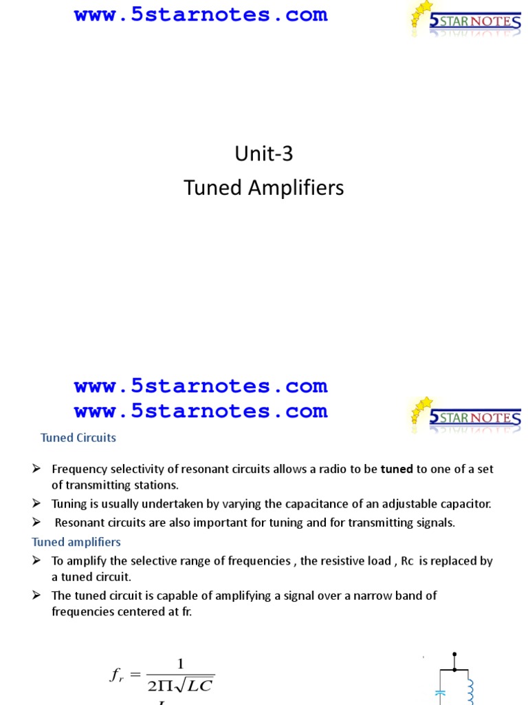 Types of Tuned Amplifiers Explained | PDF | Amplifier | Inductor