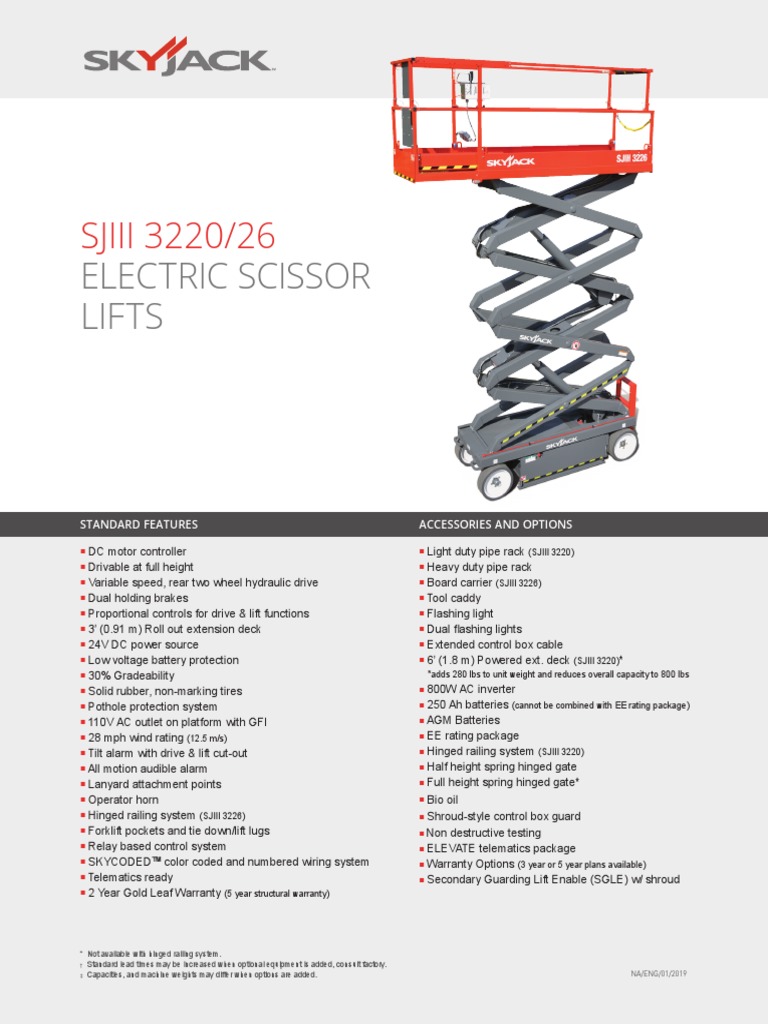 SJIII 3220/26 Electric Scissor Lifts | PDF | Elevator | Power Inverter
