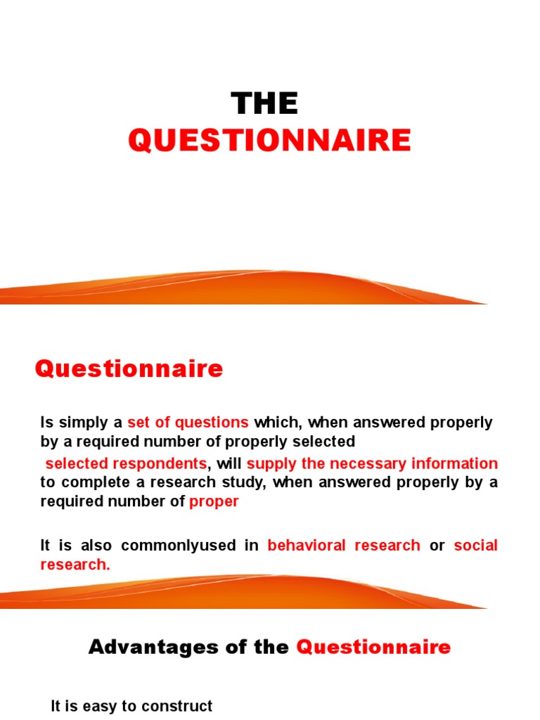 The Questionnaire | PDF | Questionnaire | Psychology