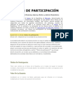 Títulos de Participación: Término Utilizado en Finanzas, Bancos, Títulos y Valores Financieros