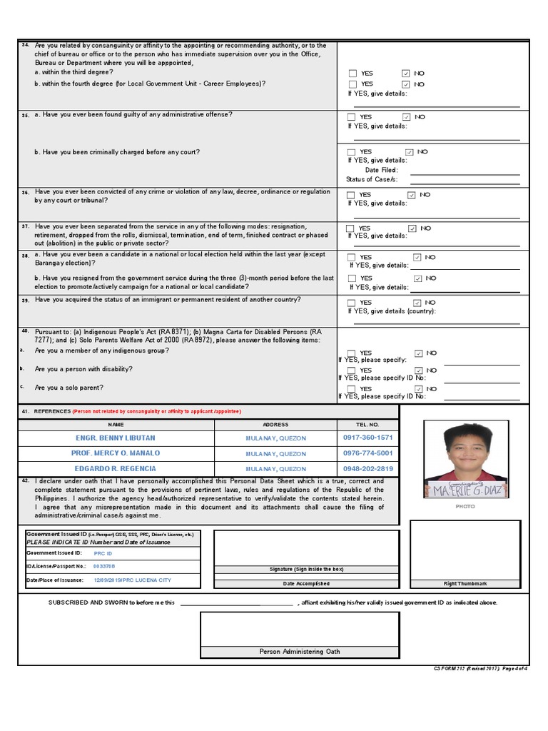 CS Form No. 212 Personal Data Sheet Excel Format2 | PDF | Justice ...