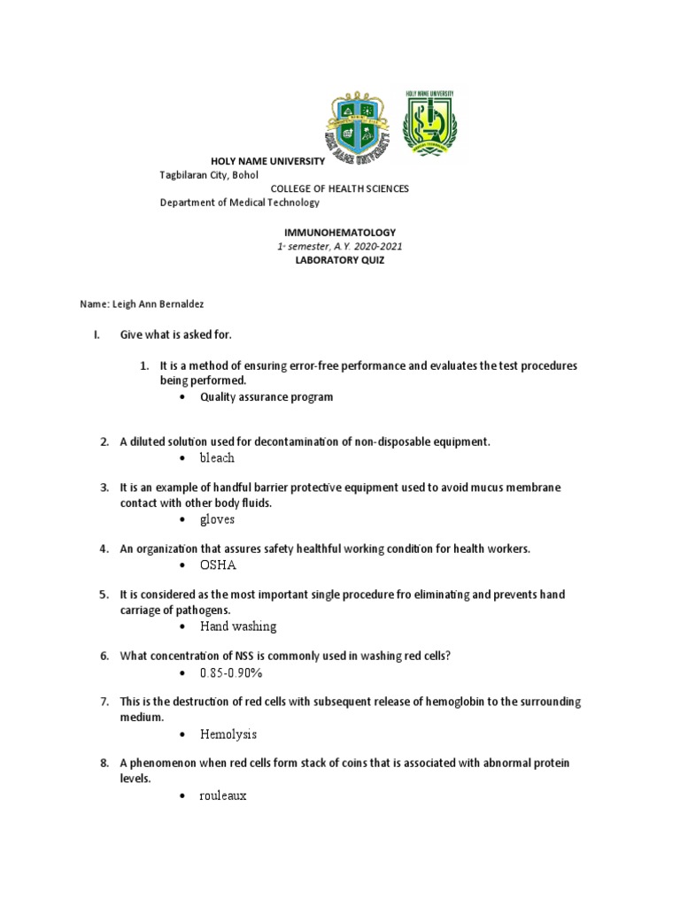 IHLABEXAM1 PDF Red Blood Cell Medical Specialties