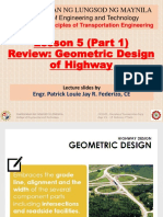 Lesson 5 Part 1 Review, Geometric Design of Highway