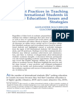 Best Practices in Teaching International Students in Higher Education: Issues and Strategies