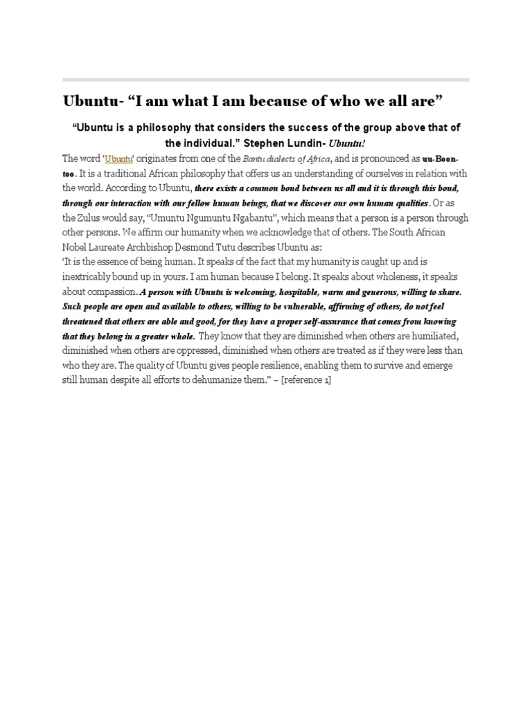 Understanding Ubuntu Philosophy | PDF