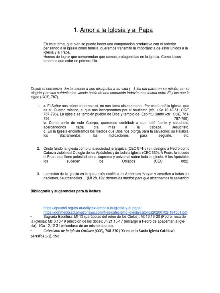 Amor y Unidad en la Iglesia y el Papa | PDF | Iglesia Católica | Jesús