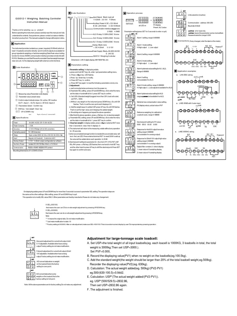 GSI312-1 Weighing Controller Manual | PDF | Relay | Parameter (Computer ...